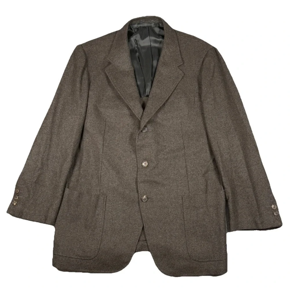 Zanella Blazer Mens 44R Brown Herringbone Wool Cashmere Blend Sports Coat‎ Tweed